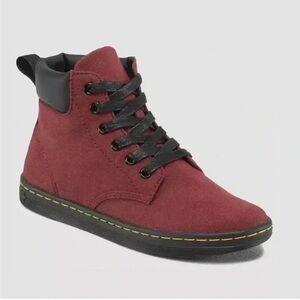 Dr. Martens Maelly Rouge Cherry Red Canvas High Top Boots